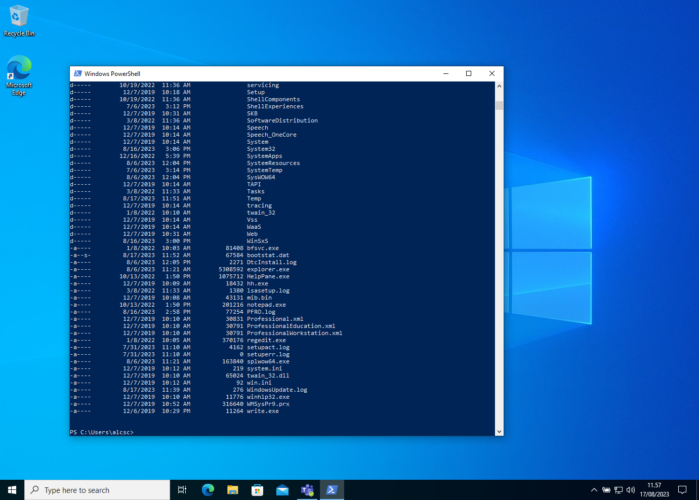 Command-line interface on Windows 10